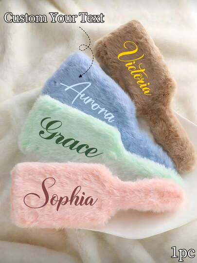 Cepillo de pelo de peluche personalizado, peine de masaje con nombre personalizado, peine para dama de honor, peine como regalo para despedida de soltera, regalo de cumpleaños, regalo de boda, regalo para fiesta de novia, regalo para ella