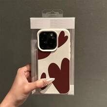 1 chiếc ốp lưng điện thoại TPU mềm hình trái tim màu đỏ lãng mạn, họa tiết vải thiều, tương thích với dòng Apple 17 16 15 14 13 12 11 Plus Pro Max, ốp bảo vệ cá nhân hóa theo phong cách INS, tối giản và thời trang. - Nhiều màu 3 - Xem 5