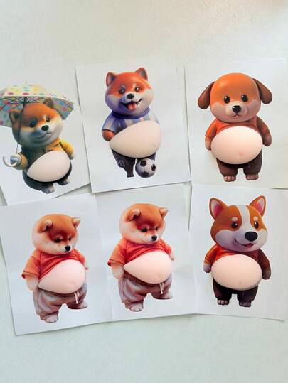 2pcs Anti-Collision Dog Truck Silicone Stickers, 3D Shiba Inu Big Belly Sticker, New Creative Pet Belly Relief Sticker, Anti-Collision,Super Soft Silicone Anti-Collision Sticker, Suitable For Laptops, Phone Decoration Sticker, Cars, Refrigerators, Water Bottles, Door Anti-Collision.