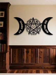 1PC Triple Moon Pentagram Metal Wall Decoration - Witchcraft Decoration, Adorned With "As Above, So Below", Waterproof Outdoor Hanging, Suitable For Altars, Patios, And Gothic Homes, Unique Creative Gift - Multicolor - View 6