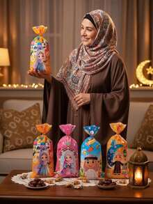 50/100个原装阿拉伯节日零食袋，中东节日礼品袋，新月形糖果袋，节日小包装袋 - 查看 5