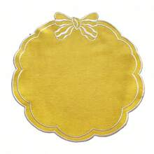 Bow Embroidered Placemats Linen Heat-Resistant Placemats For Home Restaurant Party And More - 黃色 - 查看 5