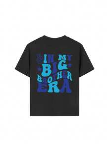 Tween Boy Casual Graphic Print Crew Neck Short Sleeve T-Shirt, Summer Top - Black - View 6