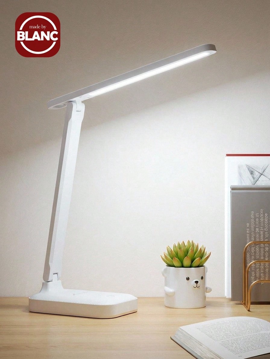 LED Desk Lamp, Eye-Caring Foldable Light With 3 Color, For Reading, Sewing, Crafts, School Supplies, White - View 1
