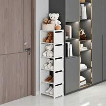 1 pieza Estantería vertical estrecha de 8 niveles, material de plástico, gabinete de zapatos autoportante con estantes, adecuado para la entrada, el armario, el dormitorio - Blanco - Ver 3