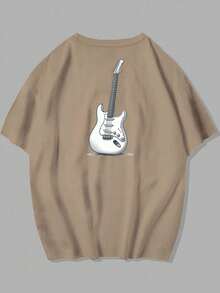 Basic Unisex Guitar T-Shirt, 100% Cotton, Streetwear Style - New Release - Various Colors Available! - 米色 - 查看 2