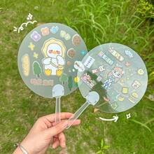 1个散装圆形涂鸦表演空白手扇 DIY 手工艺品用品 透明绘画儿童 - 1PC - 查看 7