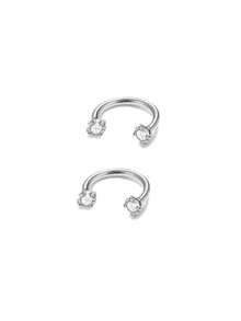 2Pcs U Shape Horseshoe Nose Ring Stainless Steel With Double Head Zirconia, Piercing Jewelry For Women Men, Septum Rings Lip Piercing Eyebrow Piercing Belly Button Piercing Gauges, Summer Festival Prom Accessories Adult Gifts - Multicolor - View 16