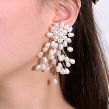 1 Pair Faux Pearl Waterfall Earrings, Suitable For Daily Wear - Multicolor - View 6