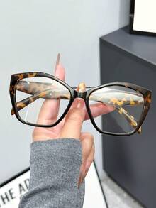 1 chiếc kính thời trang phong cách Bohemian, gọng hình học, không độ, họa tiết đồi mồi cổ điển pha chút da báo, thiết kế gọng lớn tôn dáng khuôn mặt, kiểu dáng tối giản, thời trang, phù hợp cho đeo hàng ngày, đi làm và phong cách đường phố. - Nhiều màu - Xem 4