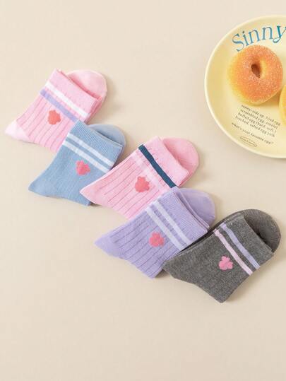 Disney 5 Pairs Of Vibrant Dopamine Color Children's Short Socks, Quality Unisex Socks - Perfect Holiday Gift For Kids, Random Style Delivery.