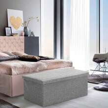 Ottoman Storage Bench Footrest Stool, Folding With Lid – Long Shoe Bench Footstool Storage Box For Living Room, - Gray - 76x38x38CM - View 4