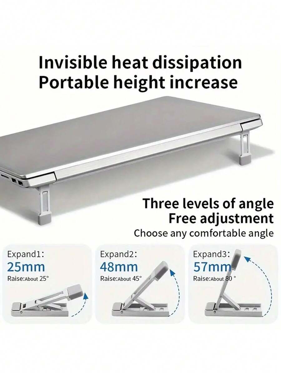 2个迷你便携式铝合金笔记本电脑支架，可折叠，方便携带，散热性能强，防滑锌合金笔记本电脑支架，带支架脚，适用于Air Pro手机桌面支架