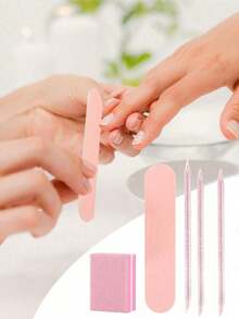 Bộ dụng cụ làm móng tay và móng chân dùng một lần 50/25/5 món, gồm dũa móng mini và que gỗ cam, dũa móng hai mặt, dụng cụ đẩy biểu bì bằng gỗ, dụng cụ làm sạch móng, que làm móng, thích hợp cho làm móng chuyên nghiệp và tại nhà, dụng cụ chăm sóc móng thiết yếu | Bộ dụng cụ làm móng chuyên nghiệp | Dụng cụ chăm sóc móng tự làm | Dụng cụ dành cho kỹ thuật viên làm móng - 1 miếng bọt biển màu hồng - Xem 7