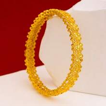 1件24K镀金时尚手镯，奢华新娘婚礼派对配饰，欧式风格 - 金色 - 查看 4