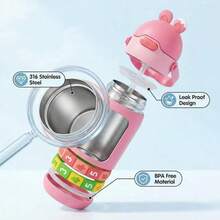 1pc 430ml 316 Stainless Steel Insulated Bottle, Puzzle Toy Anti-Drop Stress Relief Gift, Includes Strap And Cleaning Brush. 430ml Vacuum Insulated Water Bottle, Leak-Proof, Suitable For Cycling, Backpacking, Office, Car, School, Party, Camping, Birthday, School Events And Holidays - Multicolor - View 5