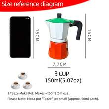 Home Coffee Maker Set: Compact Espresso Machine, Italian Moka Pot, Multi-Function Stovetop Coffee Maker, Pour-Over Coffee Set, Coffee Brewing Accessories - Red and White - View 10