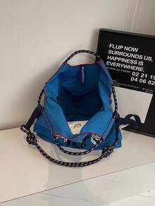 网红同款刺绣抽绳手提袋，游乐园设计，学生/通勤包 - 藍色 - 查看 10