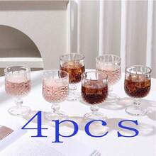 [Bộ 12 chiếc/6 chiếc/4 chiếc/2 chiếc] Ly thủy tinh dập nổi dày dặn không chì, dùng trong gia đình, ly đựng đồ uống nóng/lạnh, ly nước ép kiểu cổ điển, ly rượu whisky, ly tráng miệng, bộ sản phẩm chất lượng cao. - trong suốt - Xem 12