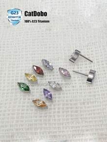 CatDObo 1件 F136 钛金属眼唇环耳钉锆石穿刺饰品植入级 G23 钛合金人体穿刺饰品耳骨钉 - 馬眼唇釘 - 查看 4