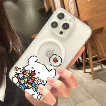 Clear Acrylic Magnetic Phone Case For Couples, Compatible With Multiple Phone Models - Perro con Flores2 - 查看 3