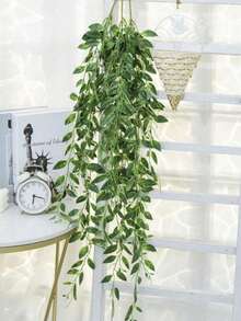 1株人造悬挂植物，仿真悬挂绿植，盆栽装饰植物，仿桉树藤蔓，曼陀罗藤蔓盆栽，适合室内/室外架子装饰，情人节礼物（不含花盆） - 綠色 - 查看 3