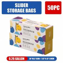 60pcs/50Pcs/45Pcs/25Pcs/15Pcs Assorted Sizes Ziplock Food Storage Bags In Dispenser Box, Leakproof Reusable Seal Bags With Cute Cartoon Prints, Easy-Tear Clear Plastic Food Bags For Snacks Fruits Vegetables Meal Prep Travel Organization - 黃色 - 查看 14