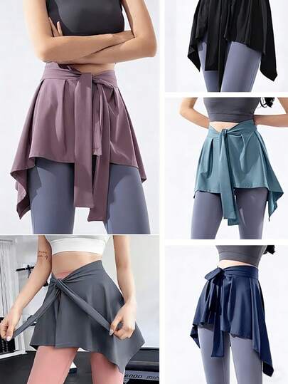 1Pc - Women's Silky Fast Drying Sun Protection Adjustable Shawl, Belt, Scarf, Sports Base Skirt, Anti Awkward And Anti Glare, One Piece Skirt To Cover The Buttocks And Make You Look Slimmer, Fitness Yoga Clothing, Women's Hip Wrap Skirt, Fitness Yoga Lace Up Shawl, Running Hip Cover Anti Glare Short Skirt, Outer Wrap Skirt,