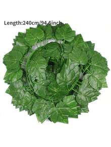 4/12 2.4米大叶人造常春藤藤蔓墙挂式花园垂直花环仿真植物叶子家居装饰塑料藤蔓，适用于婚礼、生日、派对、情人节、礼物、毕业典礼、日常家具装饰、花园藤蔓房间装饰 - 4Pcs - 查看 2