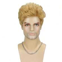 Wig Pendek Pirang Berduri 8" untuk Pria, Rambut Sintetis Tahan Panas, Gaya Rambut Bertekstur Alami untuk Pemakaian Sehari-hari, Cosplay & Pesta - MultiWarna - View 2