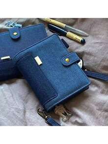 A7 Jean Binder Notebook Cover, DIY Junk Journal Loose Leaf Handbook, Gird/Blank/Line Refill Papers, PP Refill Sleeves, Large Capacity Organizer Book, School Supplies,Back To School - Multicolor - View 5