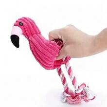 毛绒发声火烈鸟宠物玩具，狗狗咀嚼玩具和互动益智玩具 - 紅色 - 查看 5