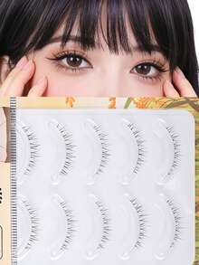 自然纤薄假睫毛，C形卷翘，透明梗，3D自然假睫毛 - 黑色 - 查看 8