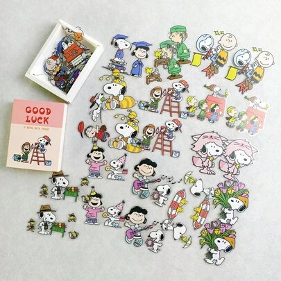 1set Classic Cartoon Puppy Box Stickers, Student Account Decoration Materials, School Season DIY Notebook Album Stickers,Easter, Mother's Day, Children's Day, Handmade Essentials.Stochastic Style.
