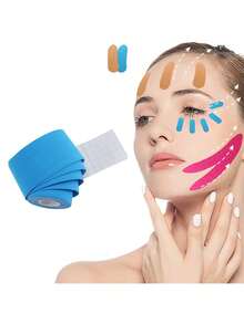 1pc Face Bandage, Face Lifting Patch, V-Shaped Lifting Anti-Wrinkle Eye Mask, Facial Care Tool. Elastic Bandage Suitable For Neck, Jawline And Double Chin Area. Reusable, Fragrance-Free. - Multicolor - View 2