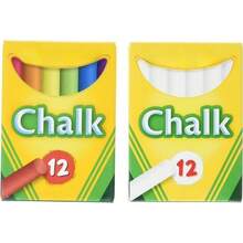 24 Piece Chalk Bundle, 12 Count White & 12 Count Assorted Colored Chalk For Blackboard & Art Drawing, Washable Classroom & Outdoor Fun - Multi-Colored, White - 查看 4