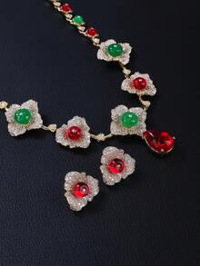 3pcs Luxury Cubic Zirconia Jewelry Set: Necklace And Earrings, Fashion Personalized Necklace Earrings Suit For Evening Gown, Wedding Party, Valentine's Day Gift - Jewelry Sets - View 6