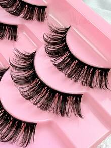 10 Pairs D Curl Russian Strip False Eyelashes Volume Fluffy 3D Faux Mink Lashes Volume Wispy Long Foxy Eye Lifting Look Eyelashes - Black - View 6