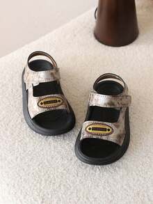 1 Pair Boys' Camouflage Sandals, Soft Sole Open Toe Beach Shoes, Summer Sports Sandals - Khaki - View 3