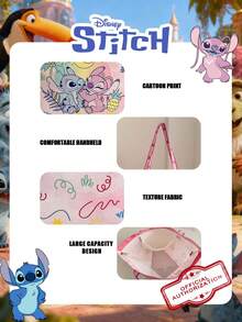 1 Pc Disney Officially Licensed Stitch Pattern Canvas Tote Bag, Girl's Large-Capacity Shoulder Bag, Lightweight Reusable Shopping Bag – Ideal For Students, Teens, Cartoon Fans, Perfect For Daily Commutes, Grocery Shopping, School Runs, Beach Trips, Holiday Gatherings,Back To School - DHF52266-sT - View 10