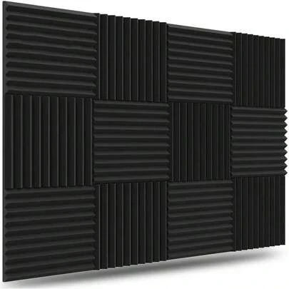 10/20 יחידות פאנלים אקוסטיים אטומים לרעש בצפיפות גבוהה, גודל: 30x30x2.5 ס"מ, פאנלים אקוסטיים בצורת טריז מעכבי בעירה, מתאימים לאולפן הקלטות, חדר מוזיקה, חדר ישיבות, משרד, קיר ותקרה, צבע: שחור