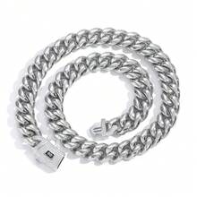 6mm Stainless Steel Necklace & Bracelet Set, 14K Gold Plated Cubic Zirconia Clasp, Holiday Gift - Style 1 - View 4