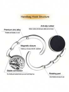 1pc Foldable Desktop Hanger - Zebra Pattern Decorative Hanging Hook For Home Office Dorm Wardrobe Desk Edge, Space-Saving Organizer For Coats Hats Scarves Towels Accessories And Small Items, Lightweight Portable Foldable Design With Quick Open/Close, Stylish Zebra Print Accent To Elevate Shelves Countertop And Entryway Decor - Black and White - View 6