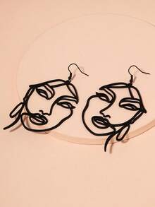 1对女士夸张镂空水滴耳环，长款耳环首饰 - 大款人臉耳墜 - 查看 7