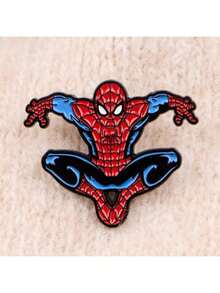 1pc Marvel Spider Man Classic Battle Posture Metal Badge Enamel Craft Brooch Fan Collection Party Companions New Year's Gift, Valentine's Day Gift, Easter Gift - Multicolor - View 5