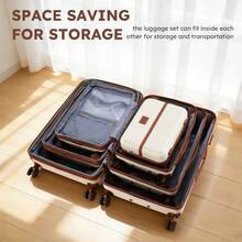 Expandable 4-Piece Luggage Set (14/19/23/27 Inch) ,Hard Shell Suitcase With Combination Lock And Spinner Wheels,Lightweight Travel Collection For Family Vacations, Business Trips And Summer Getaways - 白棕色 - 查看 9