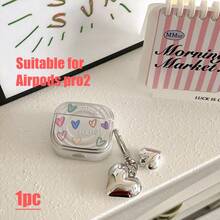 1pc Heart-Shaped Sticker Candy Earphone Protective Case, Suitable For Airpods 4th Gen, Multi-Model, Colorful Heart Element Earphone Protective Shell, Wavy Electroplated Colorful Heart Bluetooth Earphone Case, Silicone Earphone Cover, Earphone Accessories, Earphone Case - Silver - View 15