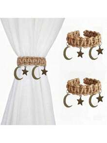 1/2 chiếc kẹp rèm kim loại hình ngôi sao và mặt trăng phong cách Boho, dây buộc rèm xoắn, thích hợp cho phòng khách, phòng ngủ, quà tặng ngày lễ. - nhiều màu - Xem 6