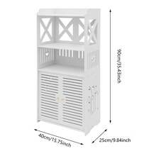 WUPYI2018 Badezimmer-Aufbewahrungsschrank Badezimmer-Seitenschrank Toiletten-Seitenschrank Weiß, 90 x 40 x 25 cm, Schlanker Aufbewahrungsschrank mit drei Ebenen und einem belüftet - Weiss - Übersicht 3