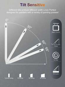 Capacitive Pen Compatible With Apple Pencil 1/2, Prevents Accidental Touch, Multi-Color With Magnetic Suction, Latest Tablet Pen Compatible With Pro, Mini 6, Air 2025-2018, Compatible With Apple Pencil, 90mAh Battery Capacity - Multicolor - View 4